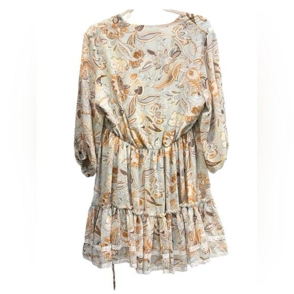Saints & Hearts Western Boho Floral Mini Dress Ruffle Tiered Lace Trim Size S - Picture 4 of 10